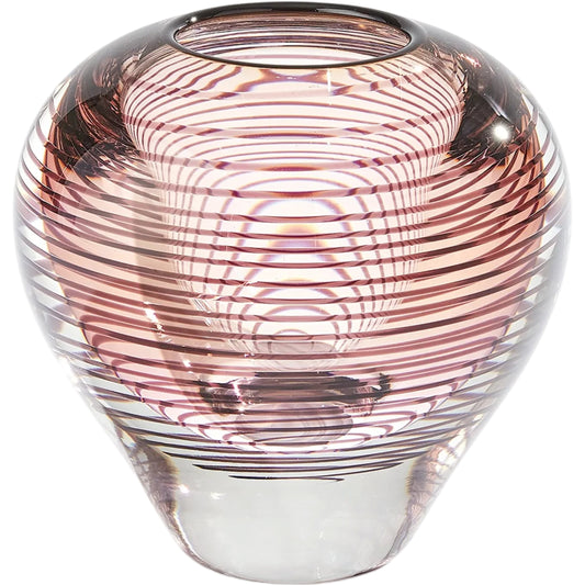 Spiraled Vase by Global Views in amber. Made from art glass in a unique style.