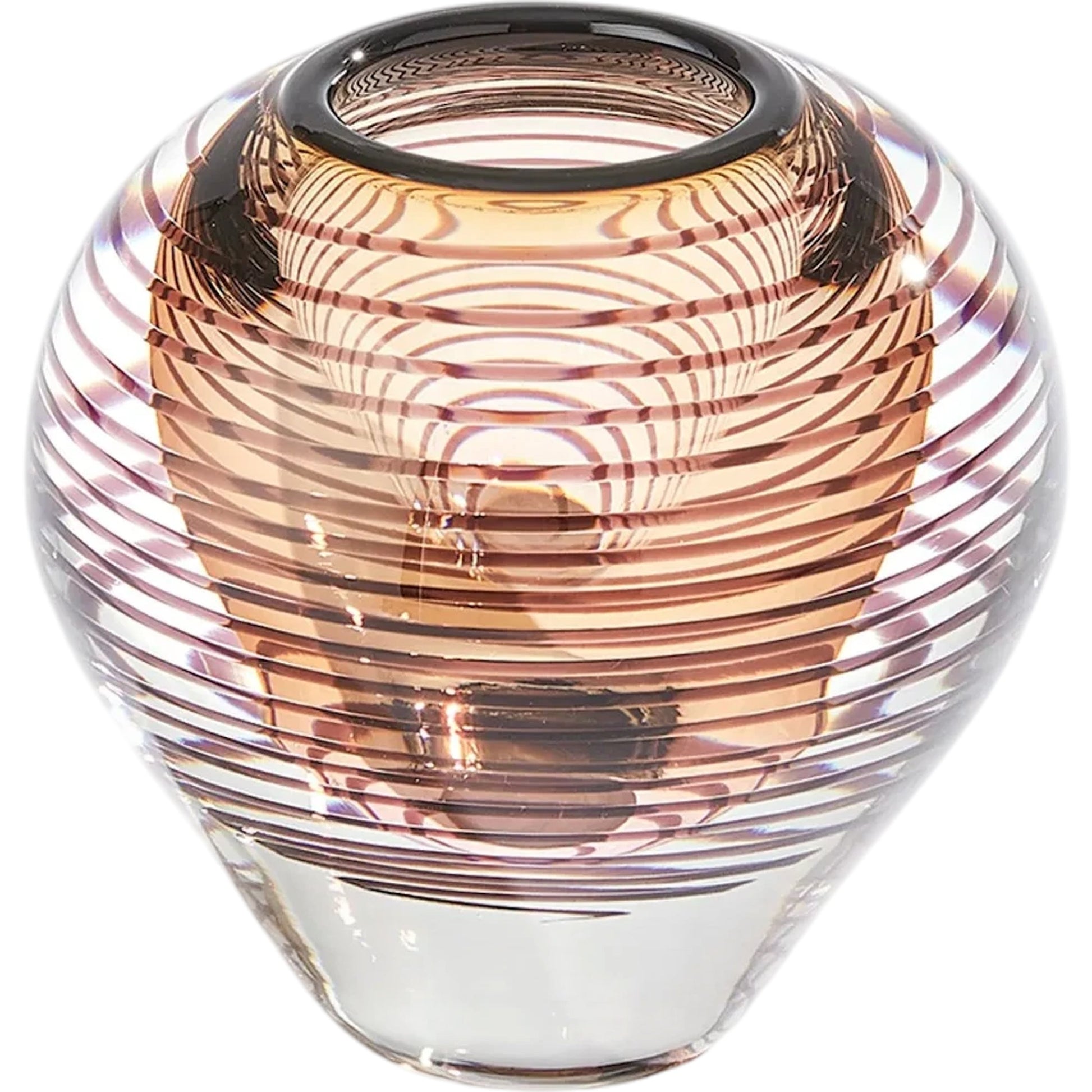 Spiraled Vase by Global Views in amber. Made from art glass in a modern style.