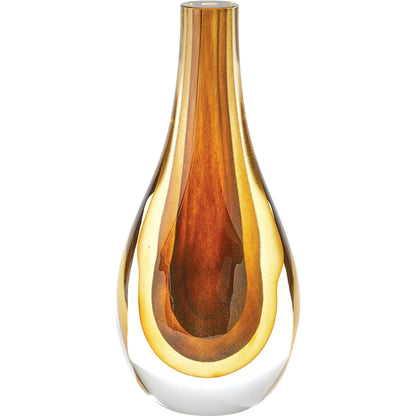 Gradient Vase by Global Views in amber. Made from art glass in a eclectic & global style.