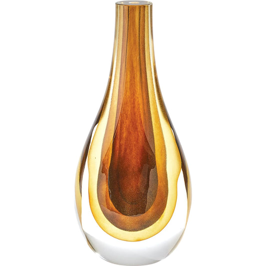 Gradient Vase by Global Views in amber. Made from art glass in a eclectic & global style.