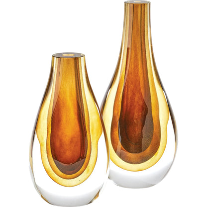 Gradient Vase by Global Views in amber. Made from art glass in a eclectic & global style.
