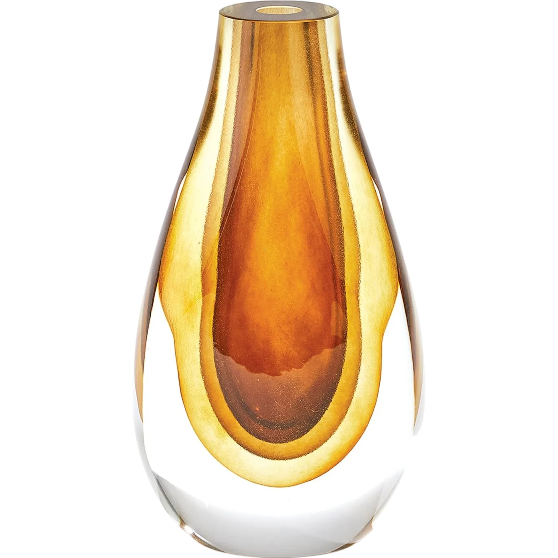 Gradient Vase by Global Views in amber. Made from art glass in a eclectic & global style.