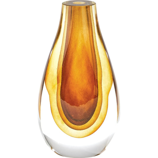 Gradient Vase by Global Views in amber. Made from art glass in a eclectic & global style.