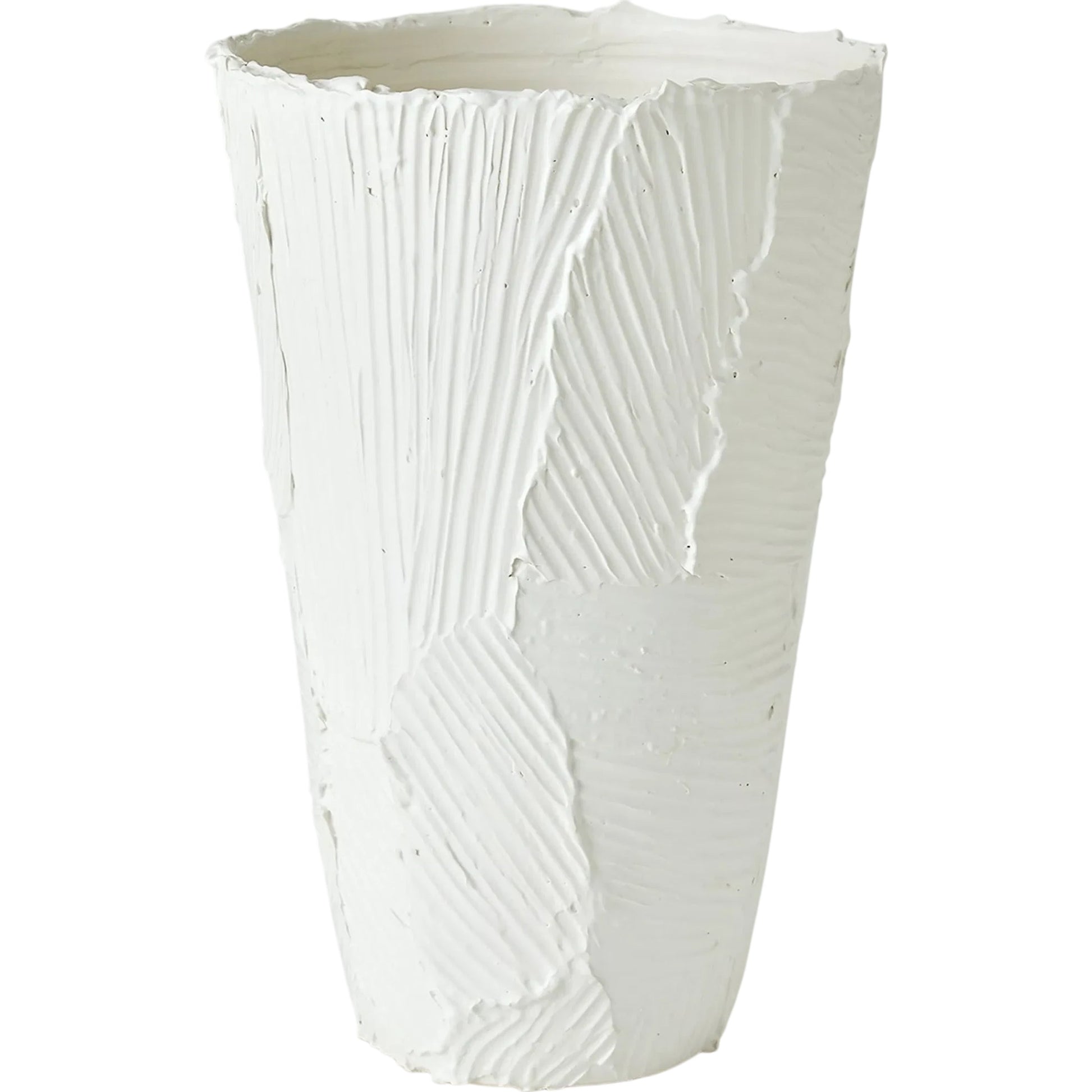 Chip Tall Vase by Global Views in matte white. Made from unique in a rustic style.