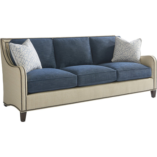 Koko Sofa by Tommy Bahama Home in blue. Made from unique in a transitional style.