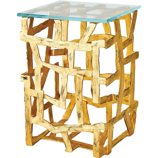Fragments End Table by Global Views in gold, clear and gold. Made from unique in a unique style.