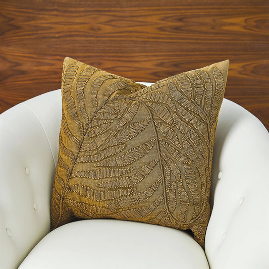 Beaded Palm Leaf Pillow by Global Views. Made from unique in a unique style.