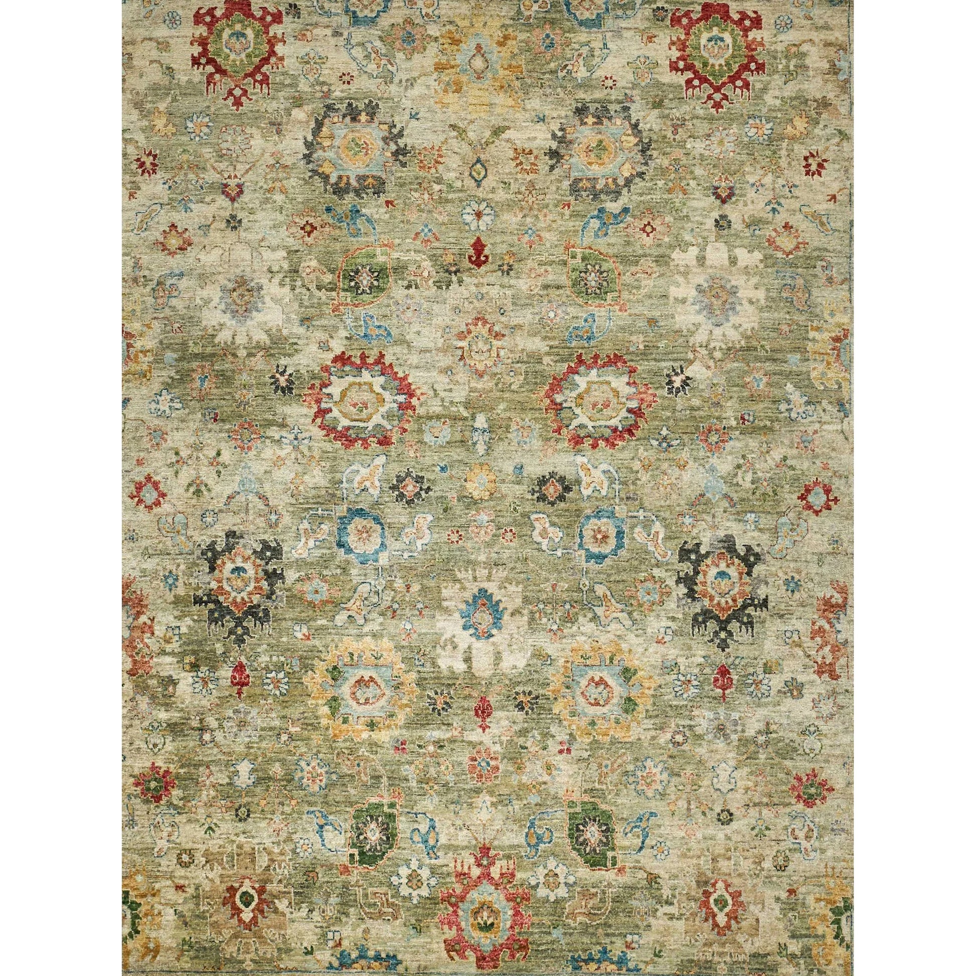 Oxford Flower Rug by Exquisite Rugs in light green. Made from ghazni wool in a unique style.