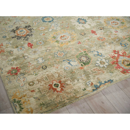 Oxford Flower Rug by Exquisite Rugs in light green. Made from ghazni wool in a unique style.