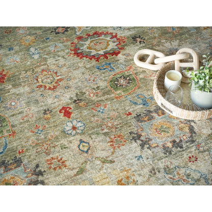 Oxford Flower Rug by Exquisite Rugs in light green. Made from ghazni wool in a unique style.