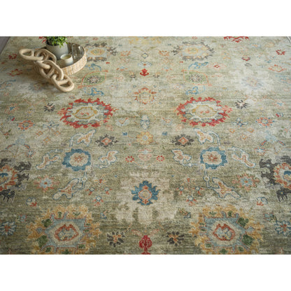 Oxford Flower Rug by Exquisite Rugs in light green. Made from ghazni wool in a unique style.
