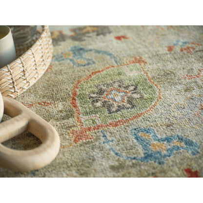 Oxford Flower Rug by Exquisite Rugs in light green. Made from ghazni wool in a unique style.
