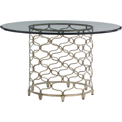 Bollinger Round Dining Table by Lexington in silver leaf. Made from unique in a transitional style.