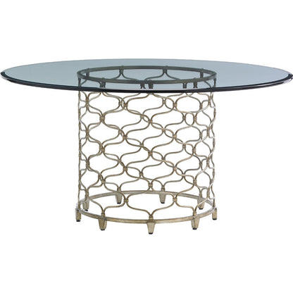 Bollinger Round Dining Table by Lexington in silver leaf. Made from unique in a transitional style.