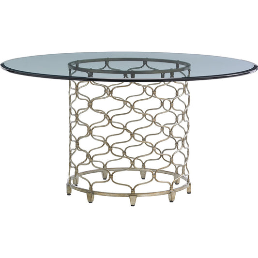 Bollinger Round Dining Table by Lexington in silver leaf. Made from unique in a transitional style.