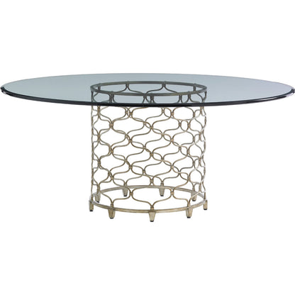 Bollinger Round Dining Table by Lexington in silver leaf. Made from unique in a transitional style.