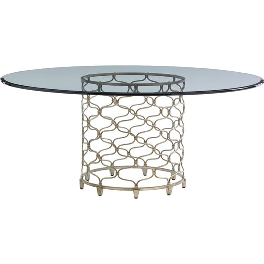 Bollinger Round Dining Table by Lexington in silver leaf. Made from unique in a transitional style.