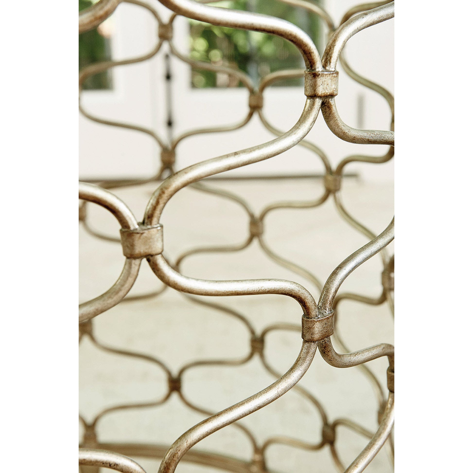 Bollinger Round Dining Table by Lexington in silver leaf. Made from unique in a transitional style.