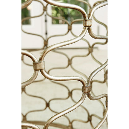 Bollinger Round Dining Table by Lexington in silver leaf. Made from unique in a transitional style.