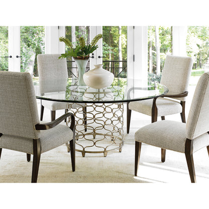 Bollinger Round Dining Table by Lexington in silver leaf. Made from unique in a transitional style.