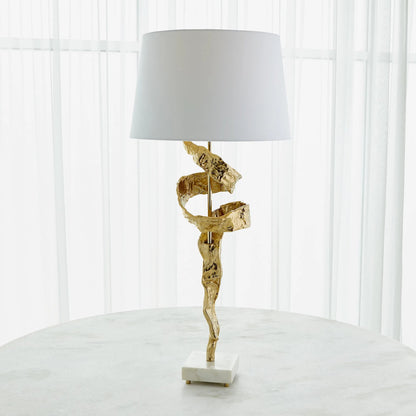 Twist Lamp by Global Views in brass. Made from brass, marble in a unique style.