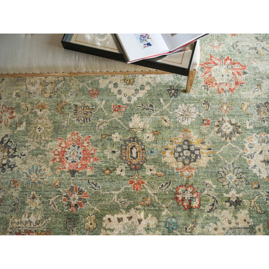 Oxford 7222 Rug by Exquisite Rugs in green. Made from ghazni wool in a unique style.
