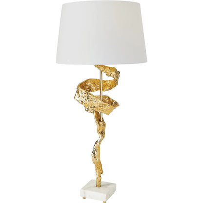 Twist Lamp by Global Views in brass. Made from brass, marble in a unique style.