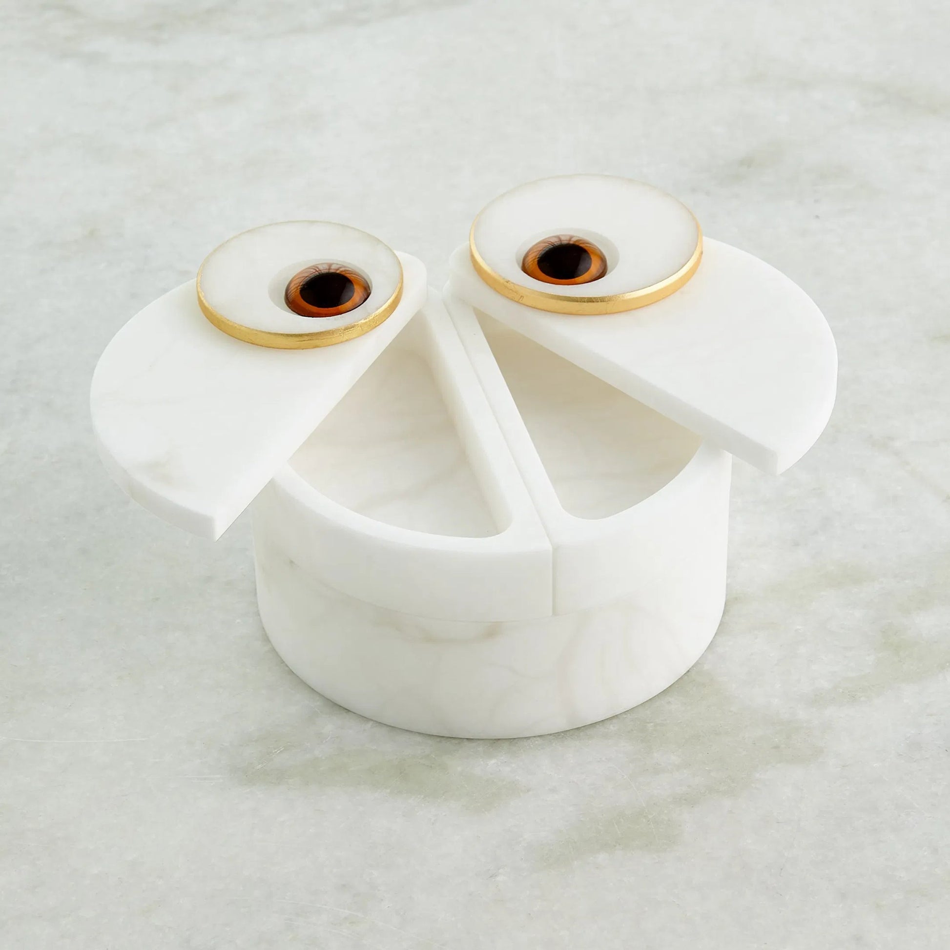 Alabaster Owl Box by Global Views in natural. Made from alabaster, glass in a eclectic & global style.