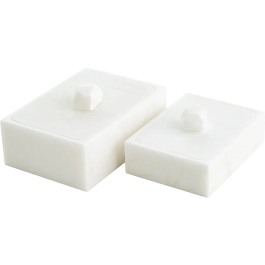 Facet Knob Alabaster Box by Global Views in white. Made from unique in a unique style.