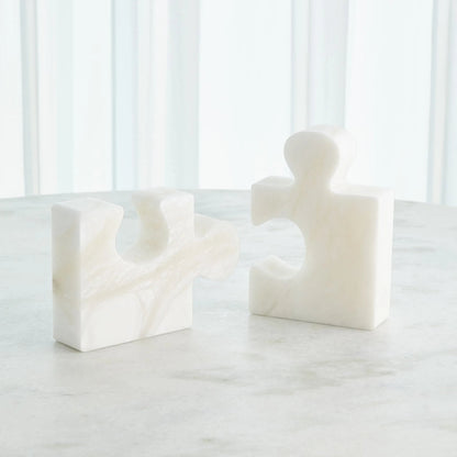 Alabaster Jigsaw Bookends by Global Views. Made from alabaster in a eclectic & global style.