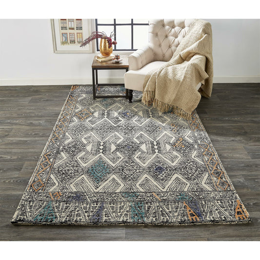 Arazad Rug - 8479F by Feizy in black, ivory. Made from wool, nylon in a unique style.