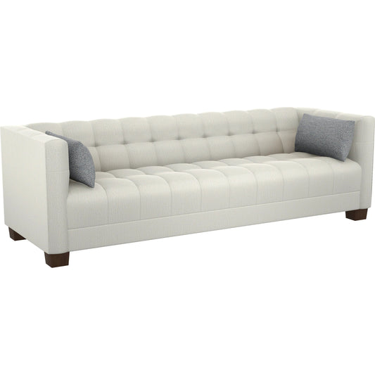 Emilia Sofa by Lexington in white, ivory and dark brown. Made from mahogany, fabric in a unique style.