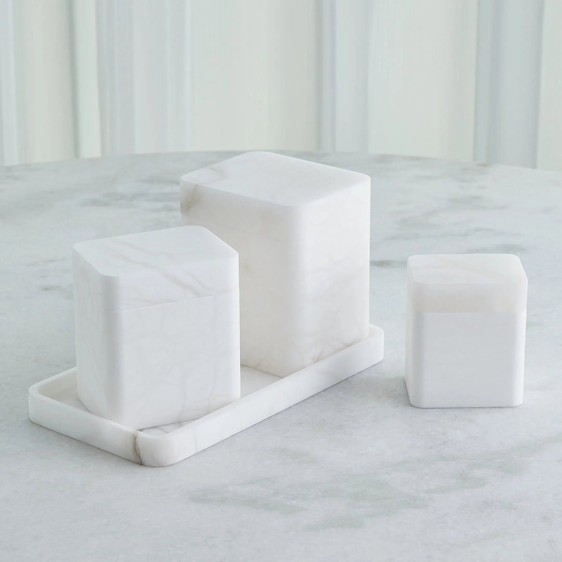 Raggio Alabaster Box by Global Views in white. Made from alabaster in a unique style.