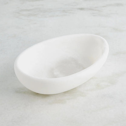 Oblique Alabaster Bowl by Global Views in white. Made from alabaster in a unique style.