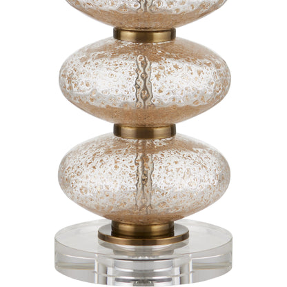 Zebulon Table Lamp by Currey and Company in clear, gold, antique brass. Made from glass, metal, optic crystal in a modern style.