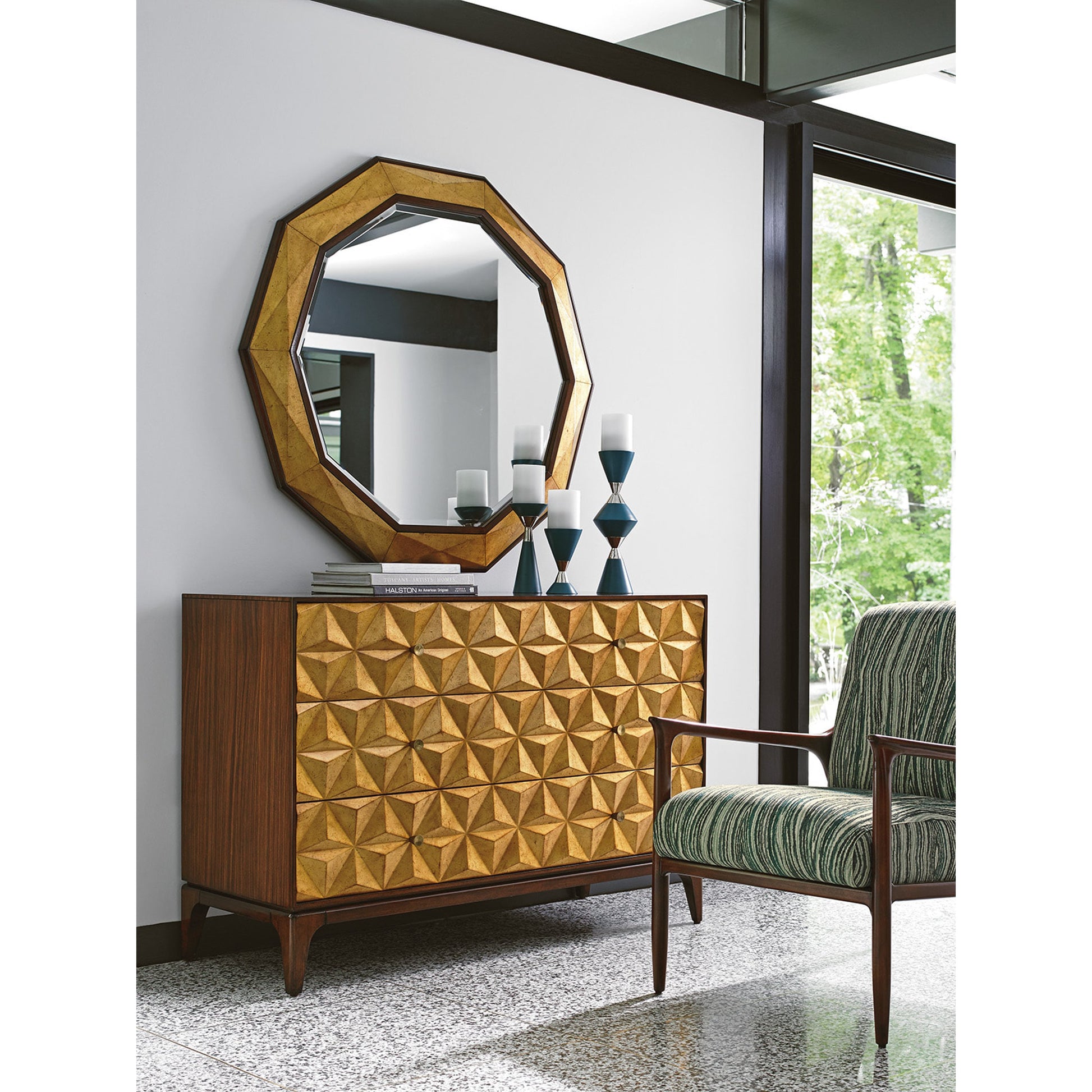 Savoy Round Mirror by Lexington. Made from unique in a transitional style.