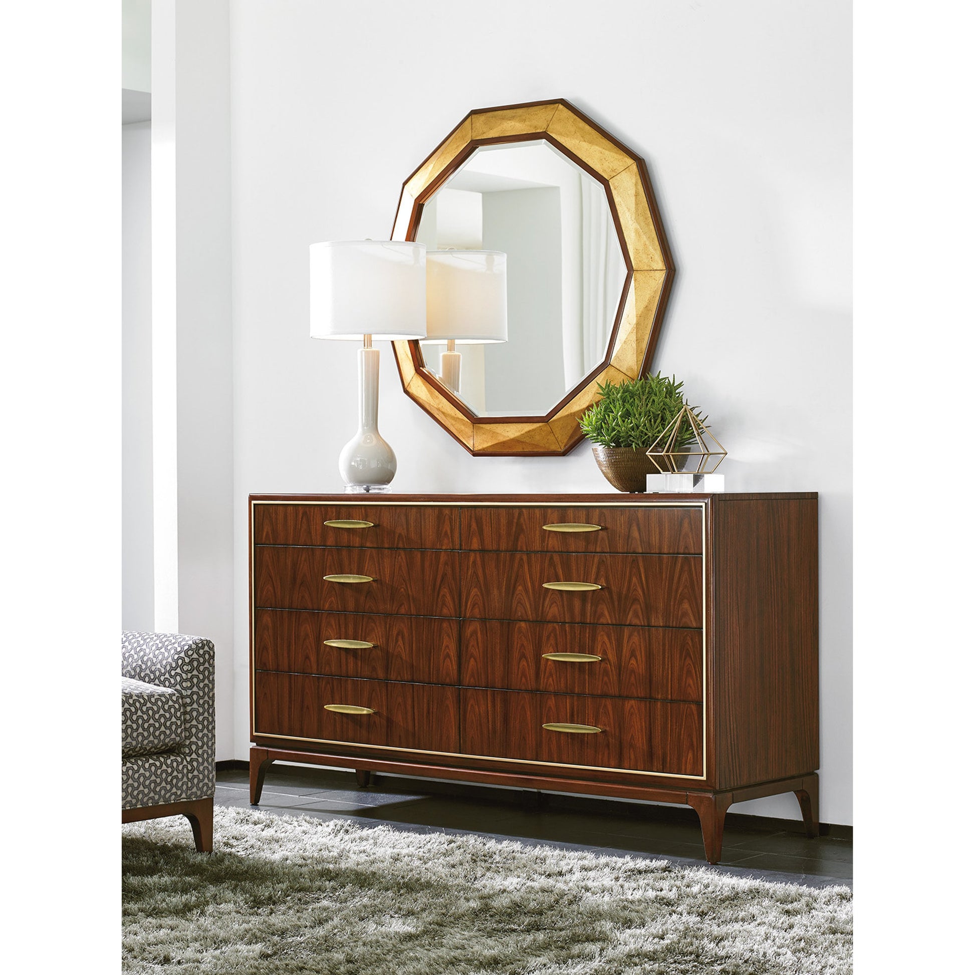 Savoy Round Mirror by Lexington. Made from unique in a transitional style.