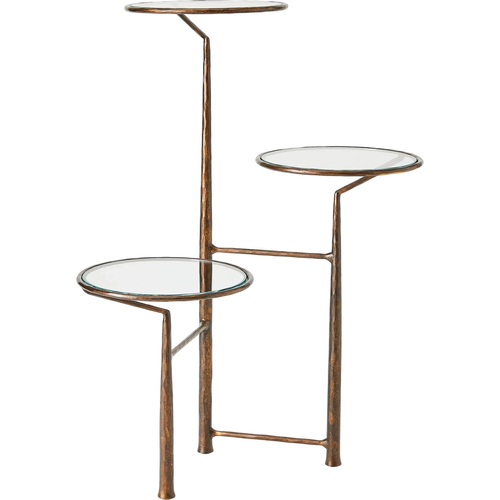 Unity Pedestal with Glass by Global Views in bronze. Made from iron, tempered glass in a modern style.