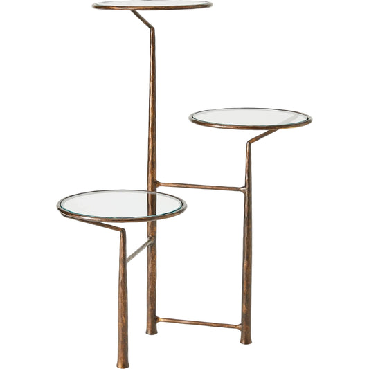 Unity Pedestal with Glass by Global Views in bronze. Made from iron, tempered glass in a unique style.