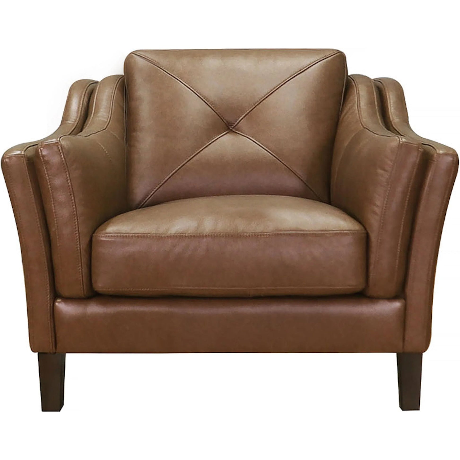 Mavery Leather Chair by Hydeline in latte. Made from leather/split, solid hardwood kiln dried in a traditional style.