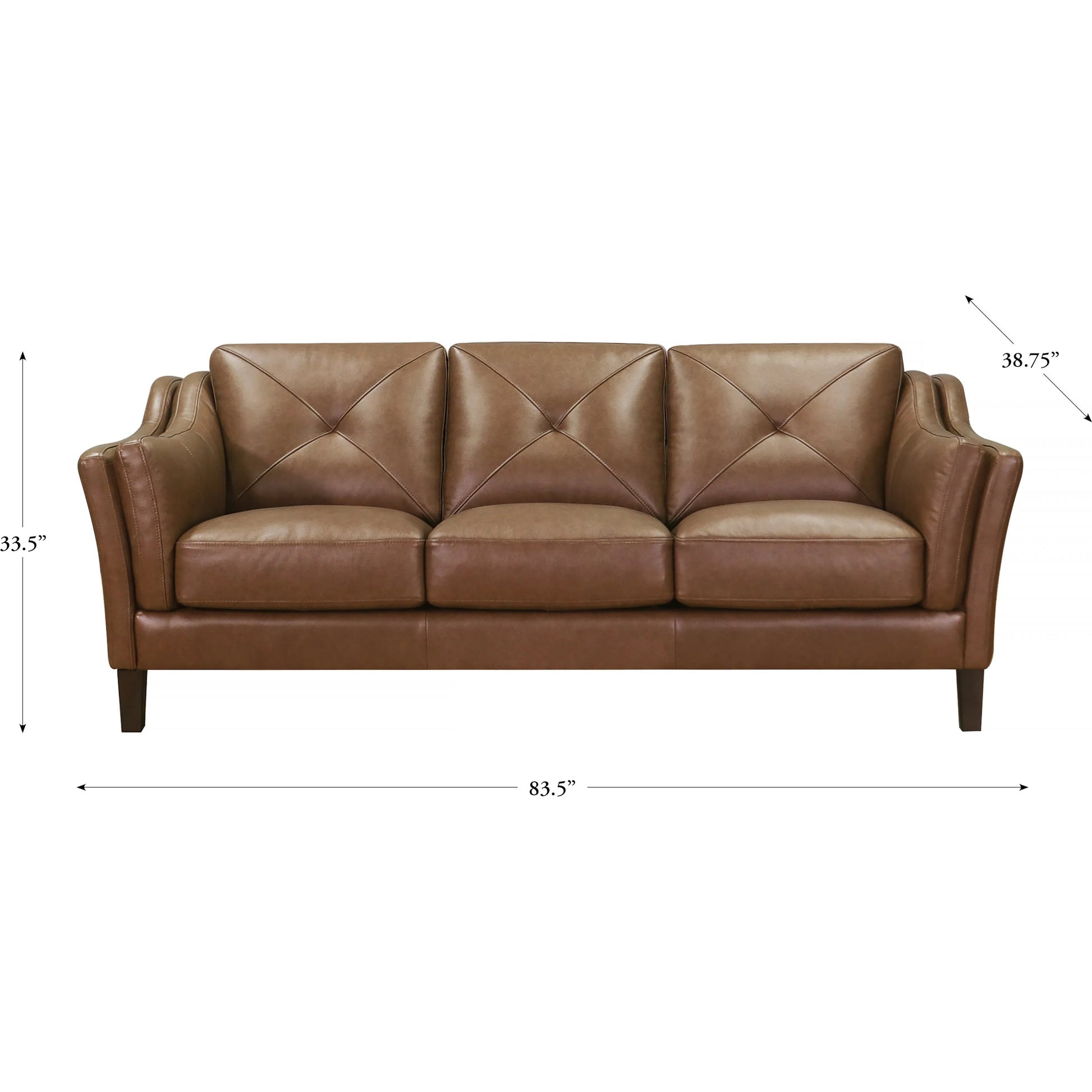 Mavery Leather Sofa by Hydeline in latte. Made from leather/split, solid hardwood kiln dried in a traditional style.