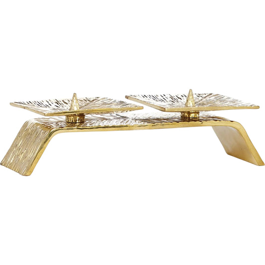 Double Torch Candleholder by Global Views in gold and brass. Made from unique in a unique style.