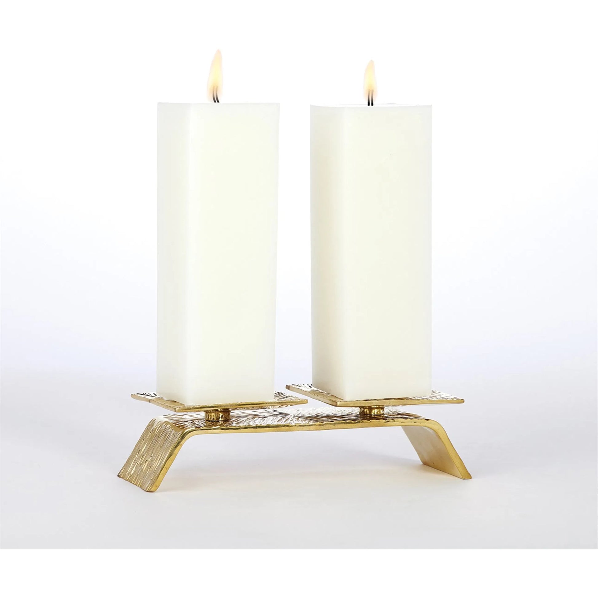 Double Torch Candleholder by Global Views in brass. Made from unique in a traditional style.