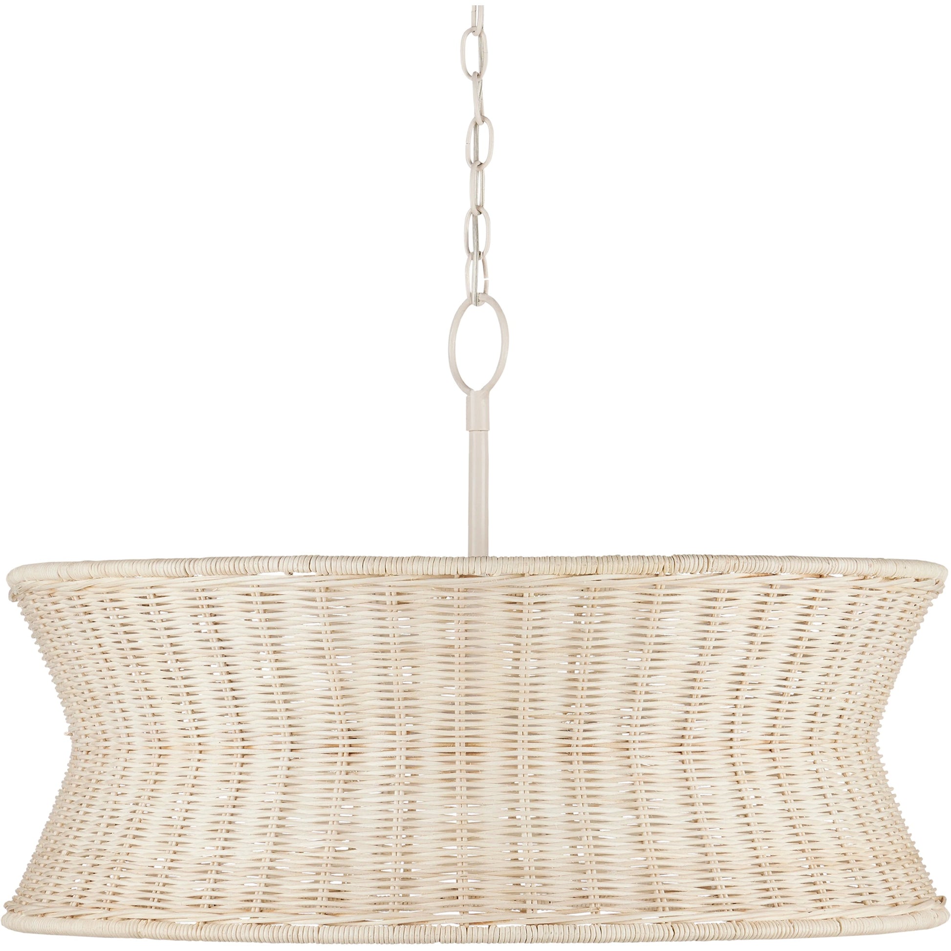 Phebe Chandelier by Currey and Company in bleached natural, vanilla. Made from rattan, wrought iron in a cottage & farmhouse style.