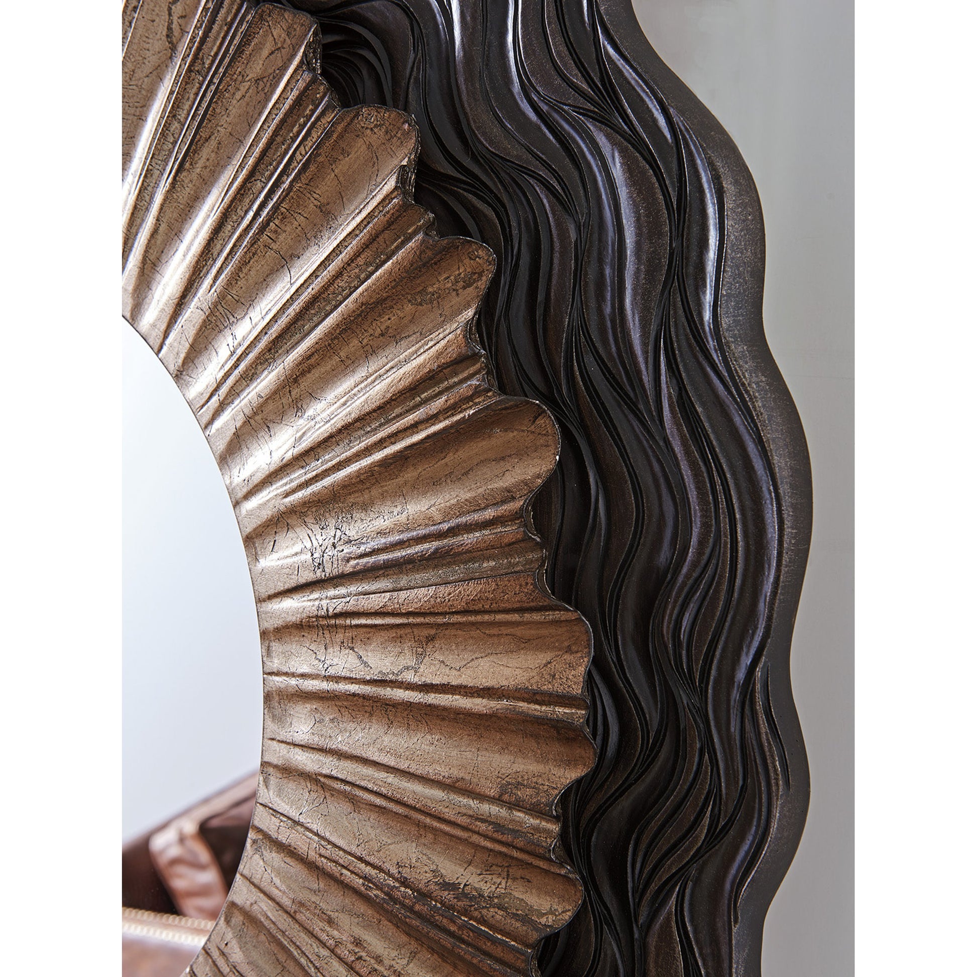 Simone Mirror by Lexington in dark walnut, burnished silver. Made from unique in a eclectic & global style.