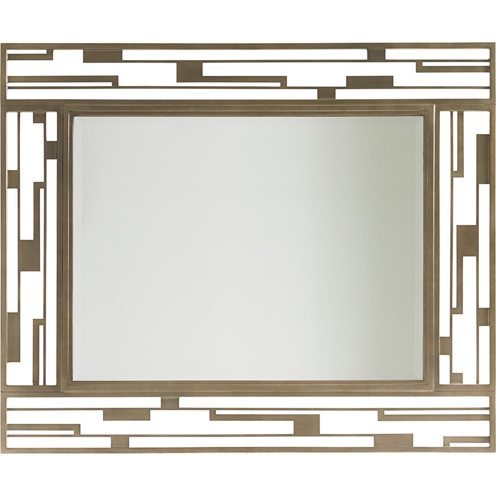 Studio Metal Mirror by Lexington in burnished silver leaf. Made from unique in a transitional style.