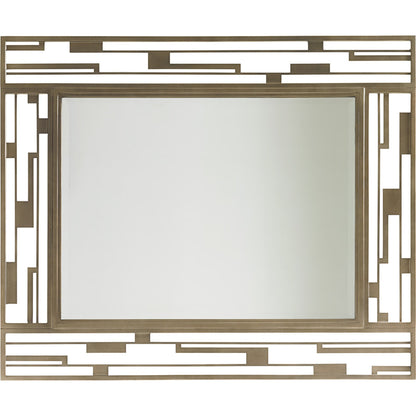 Studio Metal Mirror by Lexington in burnished silver leaf. Made from unique in a transitional style.