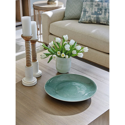 Tatum Square Cocktail Table by Lexington. Made from gray elm veneer in a modern style.