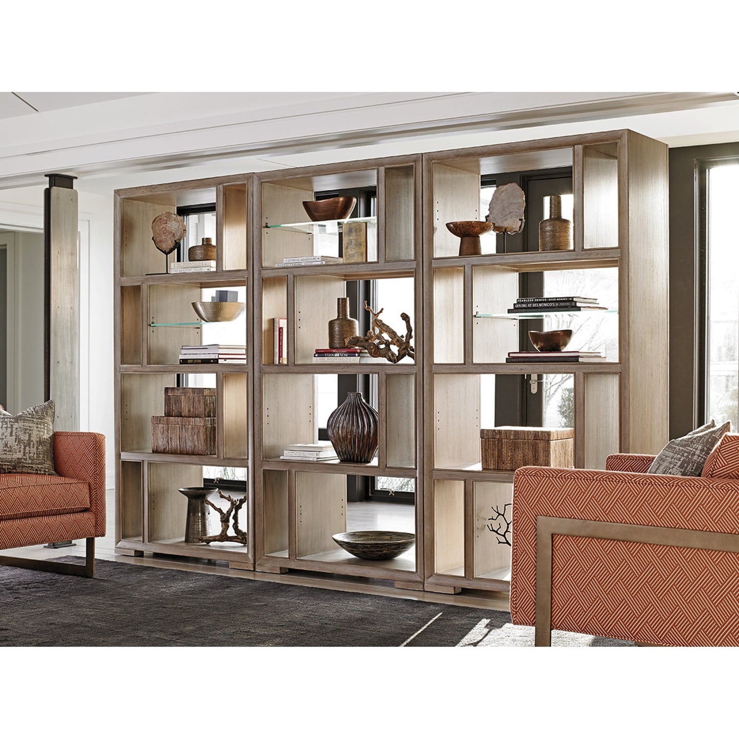 001 SR-835814 | Lifestyle | Windsor Open Bookcase by Lexington. Made from unique in a modern style.