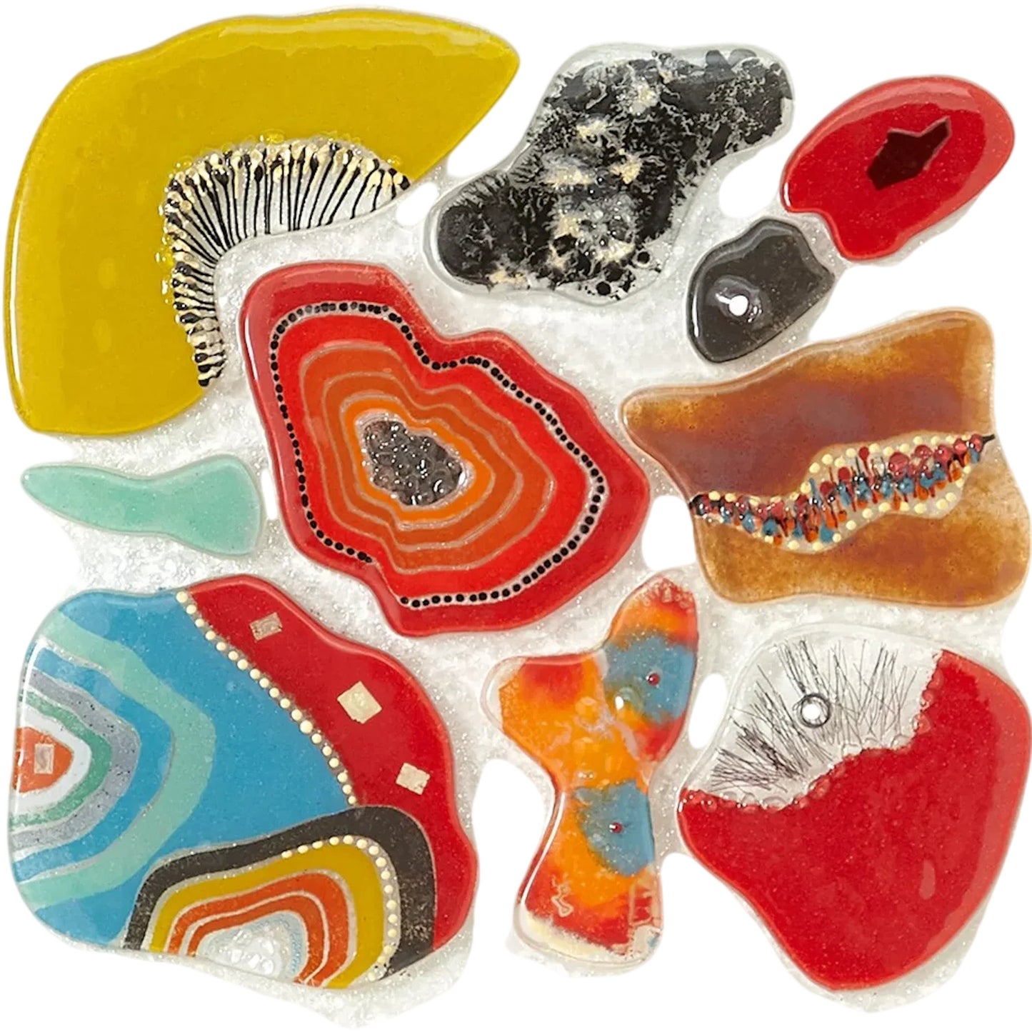 001 SI-2445424 | Primary Silo | Fused Glass Wall Panel I by Global Views in warm. Made from glass in a eclectic & global style.